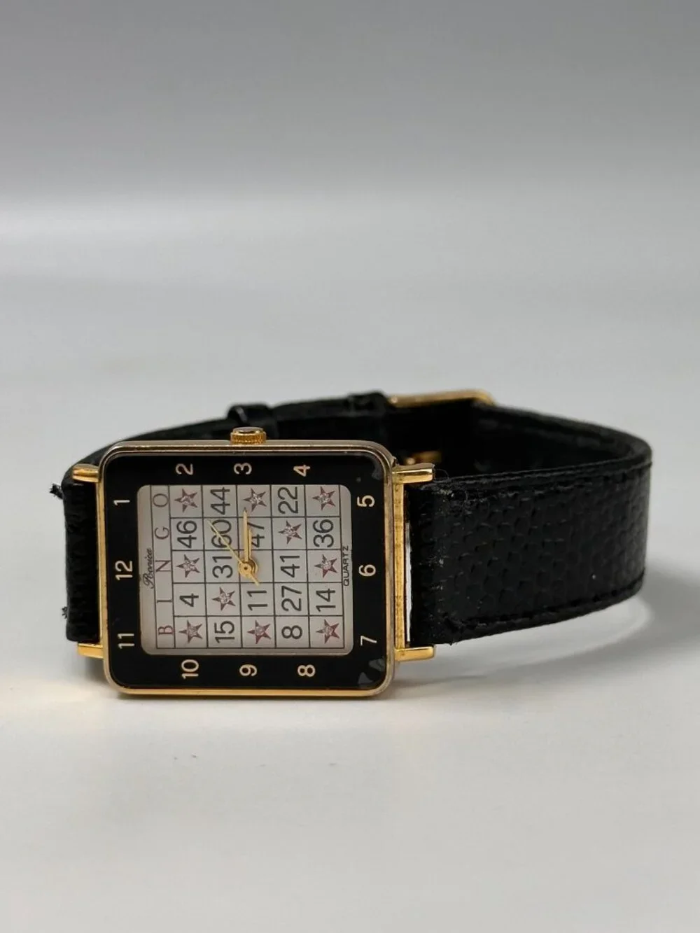 Ronica Bingo Watch Women 25mm White Dial Gold Tone Leather New Battery